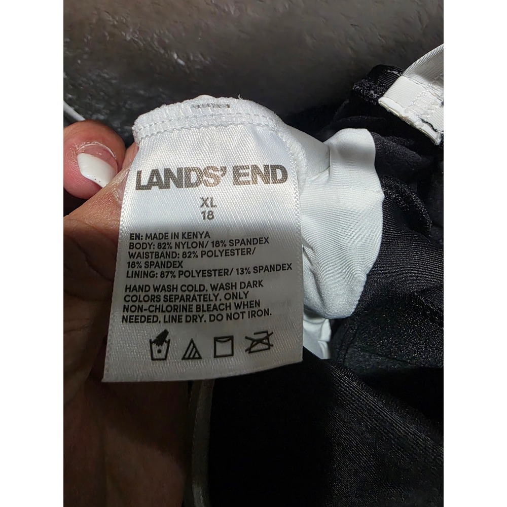 Lands' End Women Black White Colorblock Zip Front Swim Dress XL 18 NEW One Piece - Picture 6 of 6